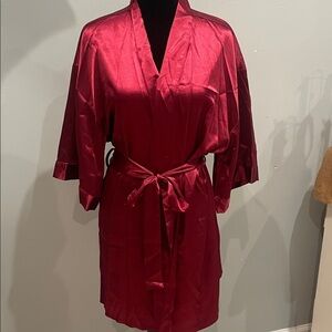 Elegant Burgundy Satin Kimono Robe new small